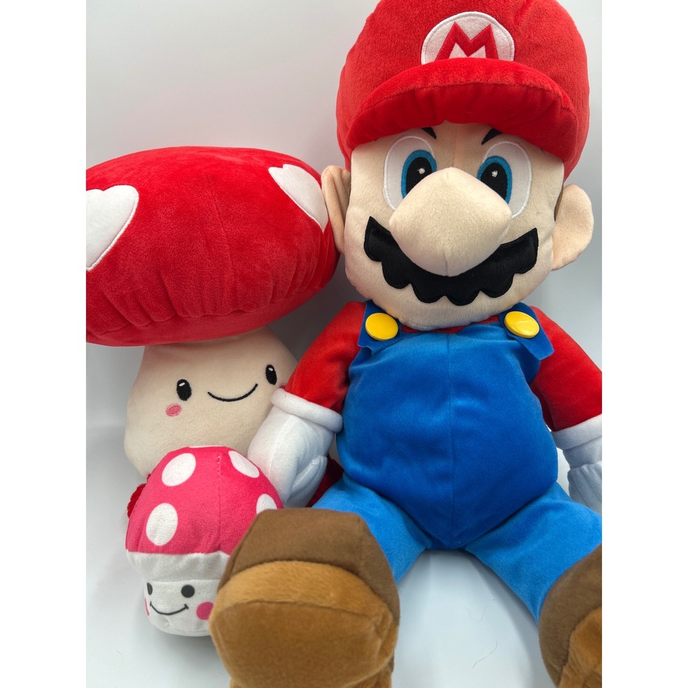 Nintendo Super Mario Plush‎ Bundle Mario and Red Mushroom Stuffed Toys Set 3pc